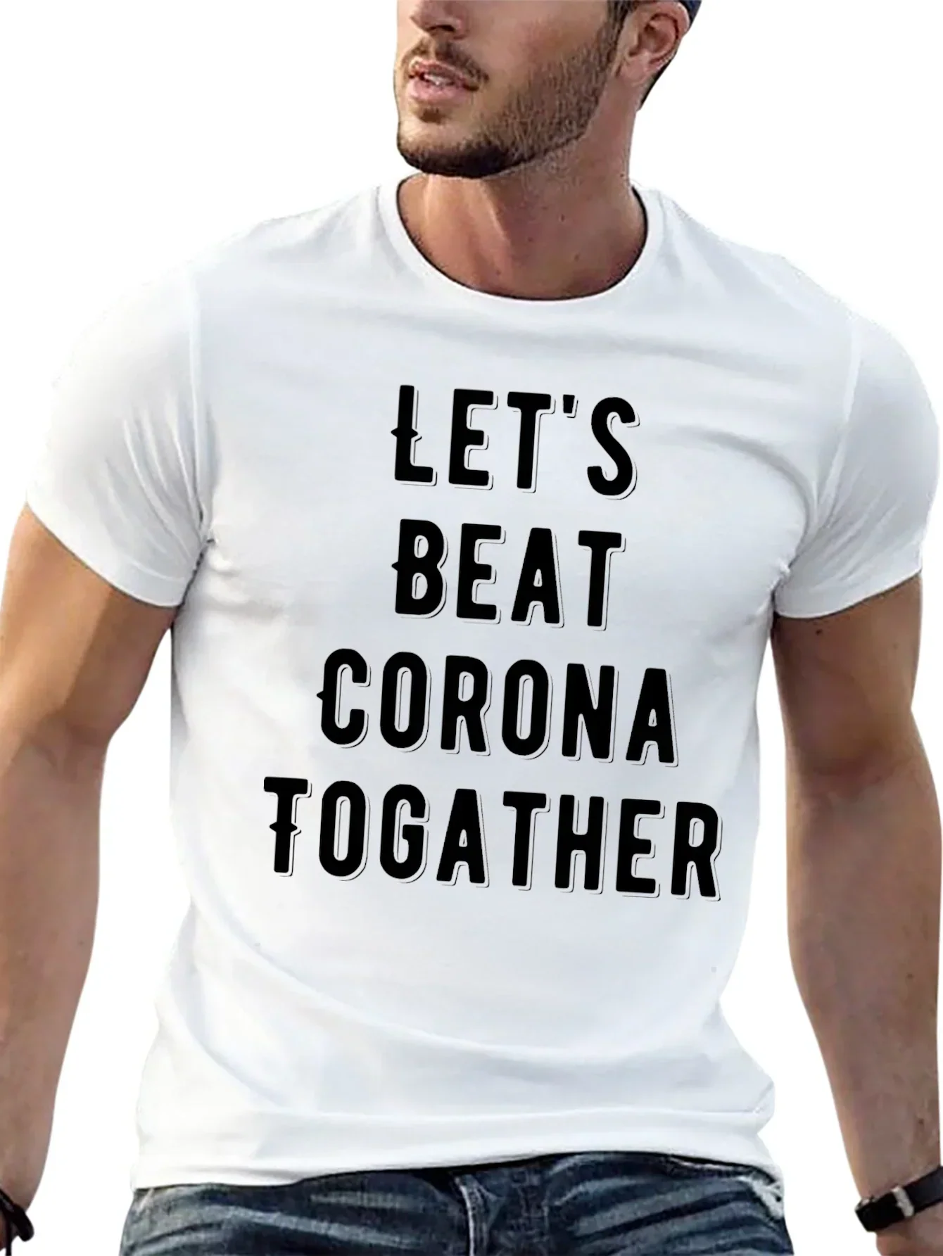 Lets Beat Corona Together Black T-Shirt