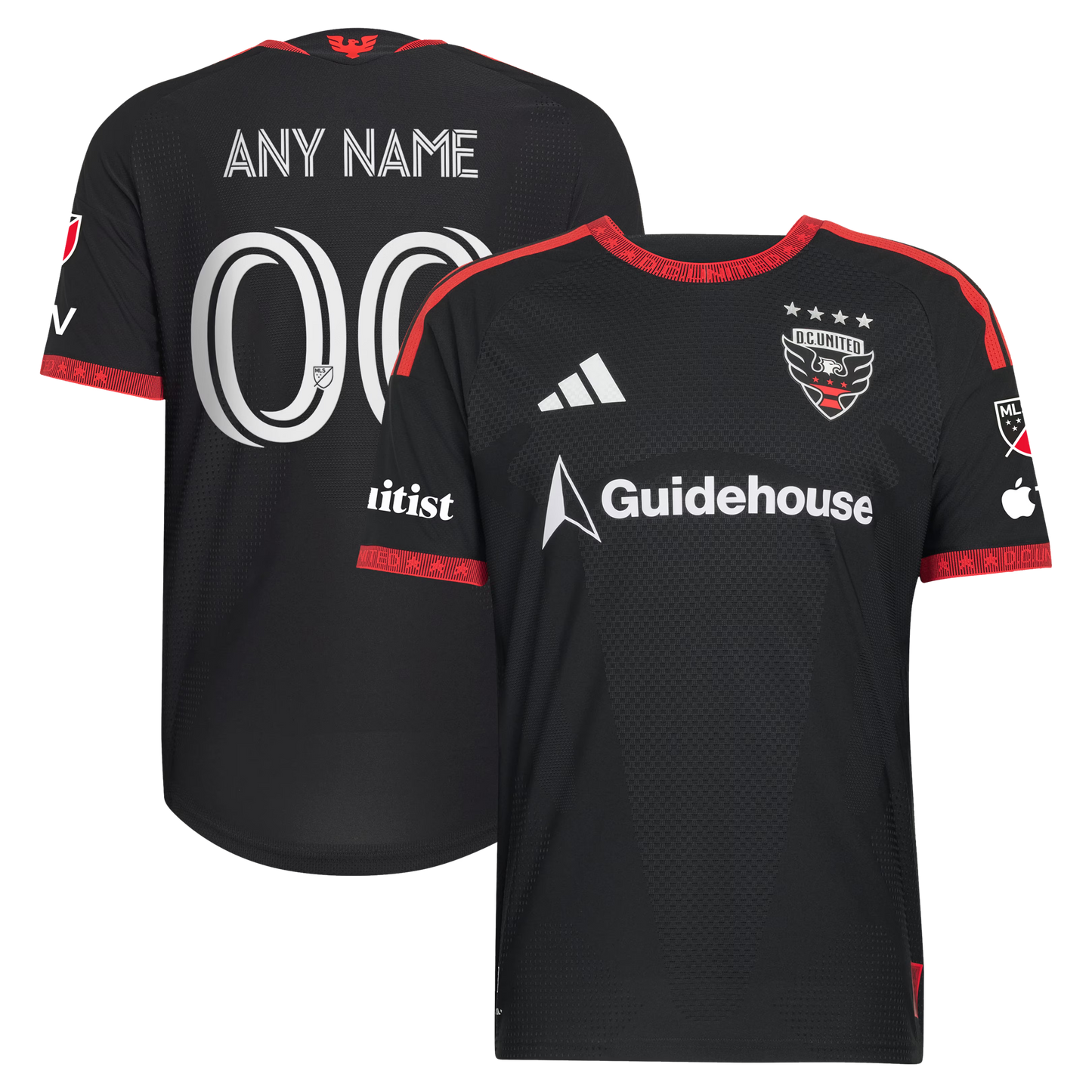 D.C. United // adidas Official 2026 Black-and-Red On-Field Patch Custom Jersey – Black