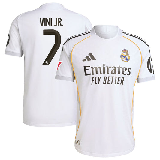 Vini Jr. Real Madrid 2025/26 Home Authentic Soccer Shirt - White