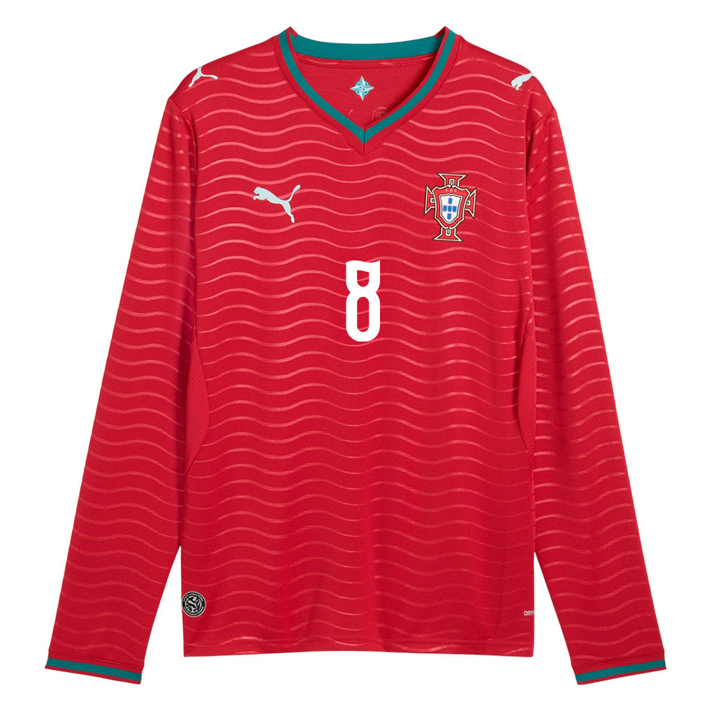 Bruno Fernandes 8 Portugal National Team 2026 Home Long Sleeve Jersey - Red