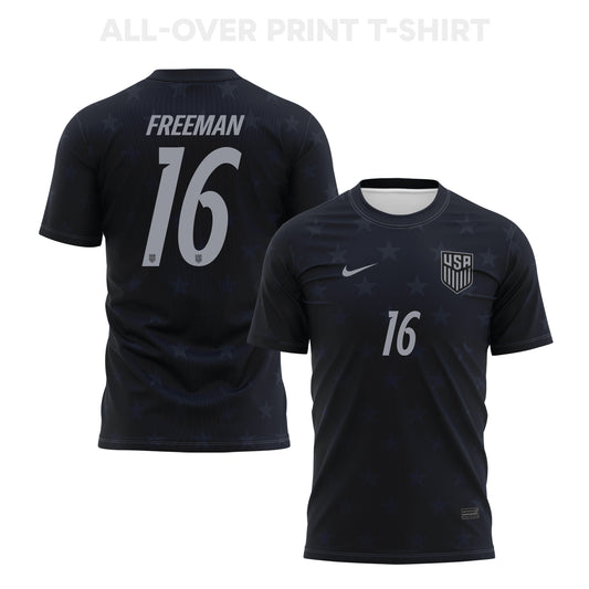 Alex Freeman 16 USMNT 2026 Away 3D T-Shirt Fully Printed – Unisex, Black