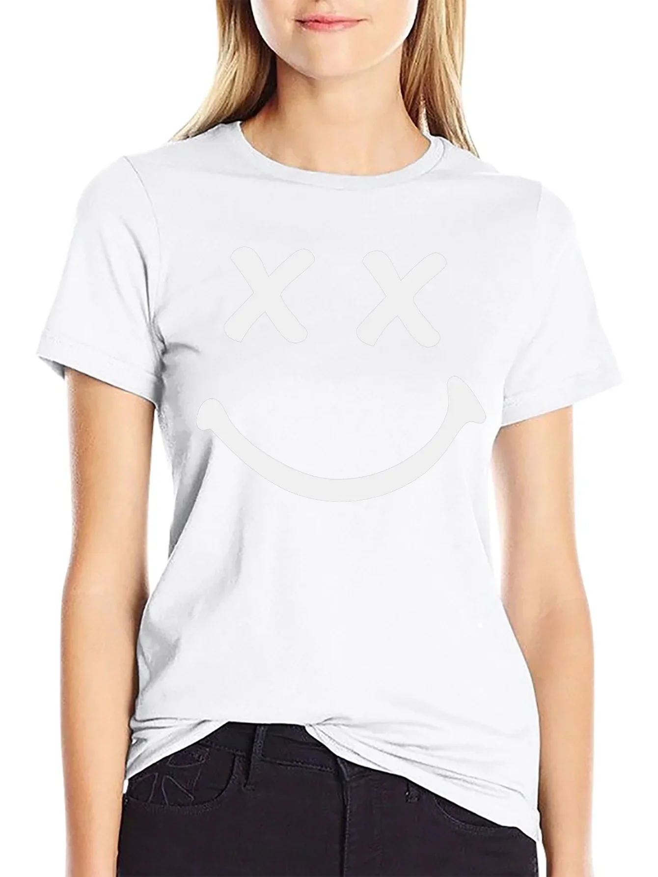 Smiley Face Graphic T-Shirt - Casual Black Tee