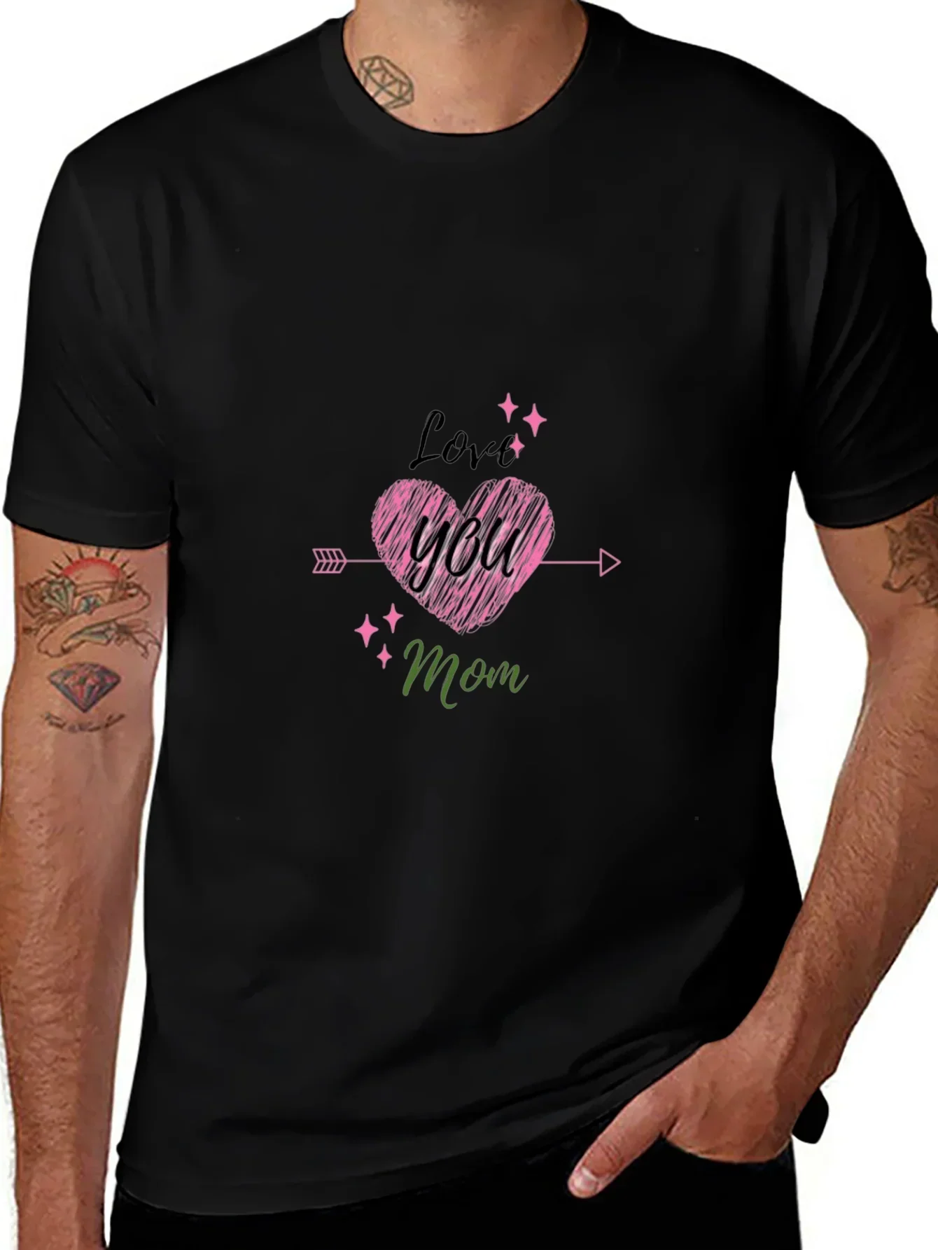 Love You Mom Black T-Shirt Cute Mothers Day Gift