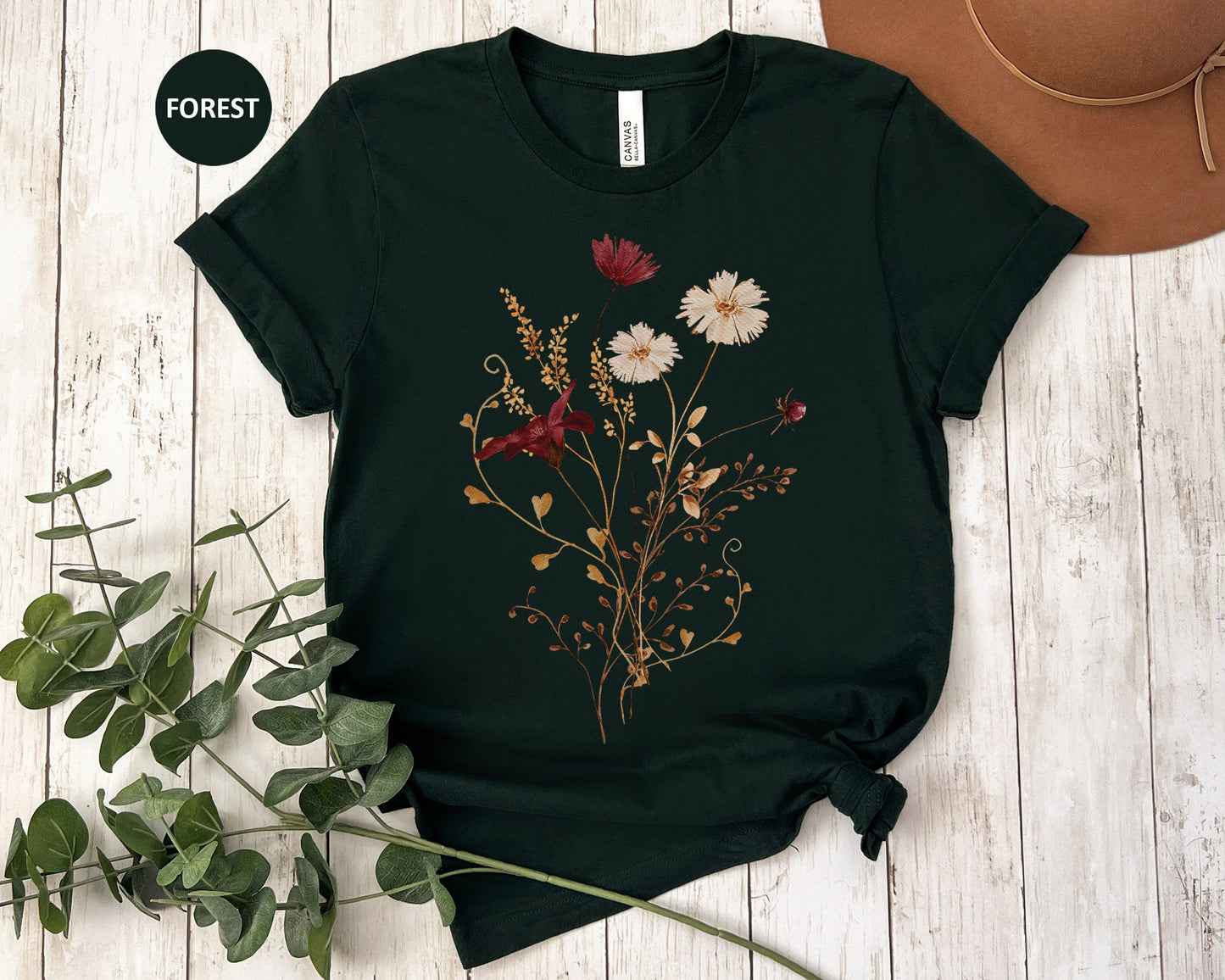 Fall Wildflower Shirt Gift for Her, Womens Fall Shirt, Fall Watercolor Wildflower T Shirt, Watercolor Flowers TShirt, Autumn Wildflowers Tee