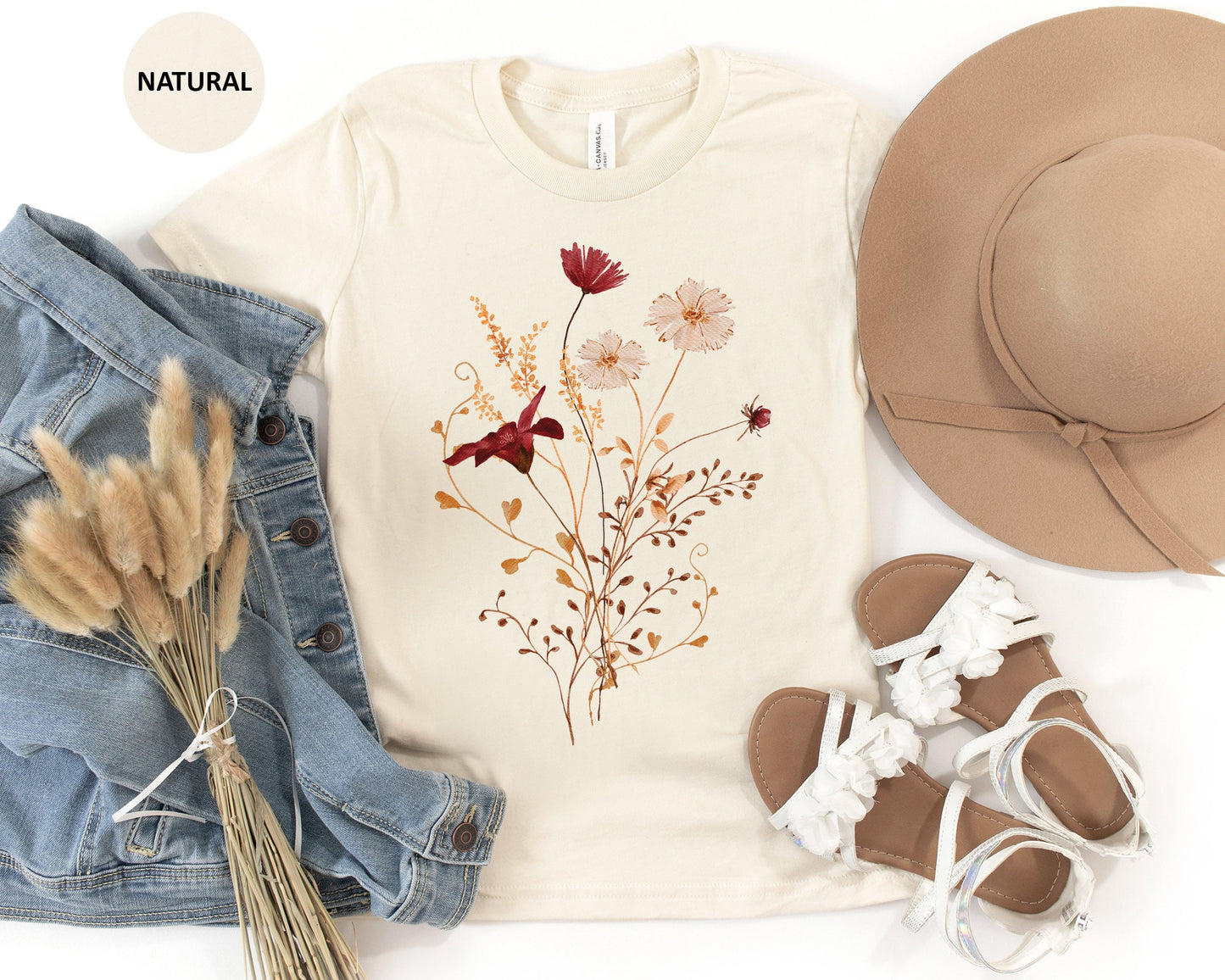 Fall Wildflower Shirt Gift for Her, Womens Fall Shirt, Fall Watercolor Wildflower T Shirt, Watercolor Flowers TShirt, Autumn Wildflowers Tee