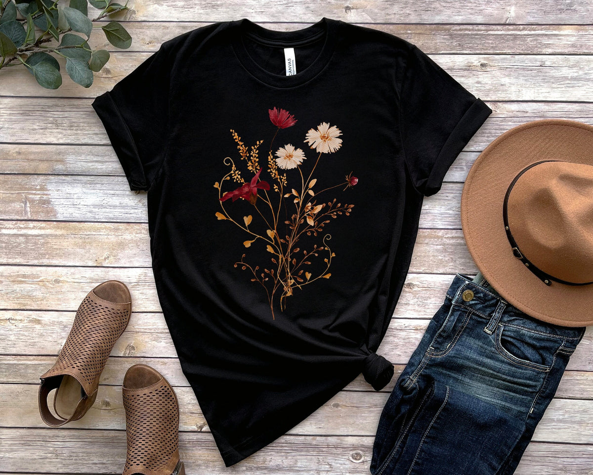 Fall Wildflower Shirt Gift for Her, Womens Fall Shirt, Fall Watercolor Wildflower T Shirt, Watercolor Flowers TShirt, Autumn Wildflowers Tee
