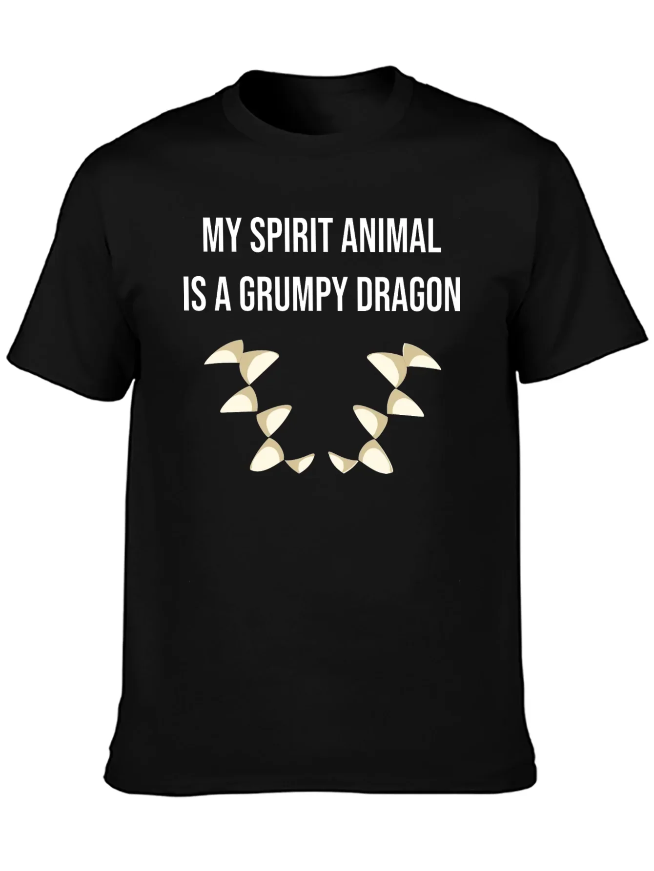 Grumpy Dragon Spirit Animal T-Shirt - Black