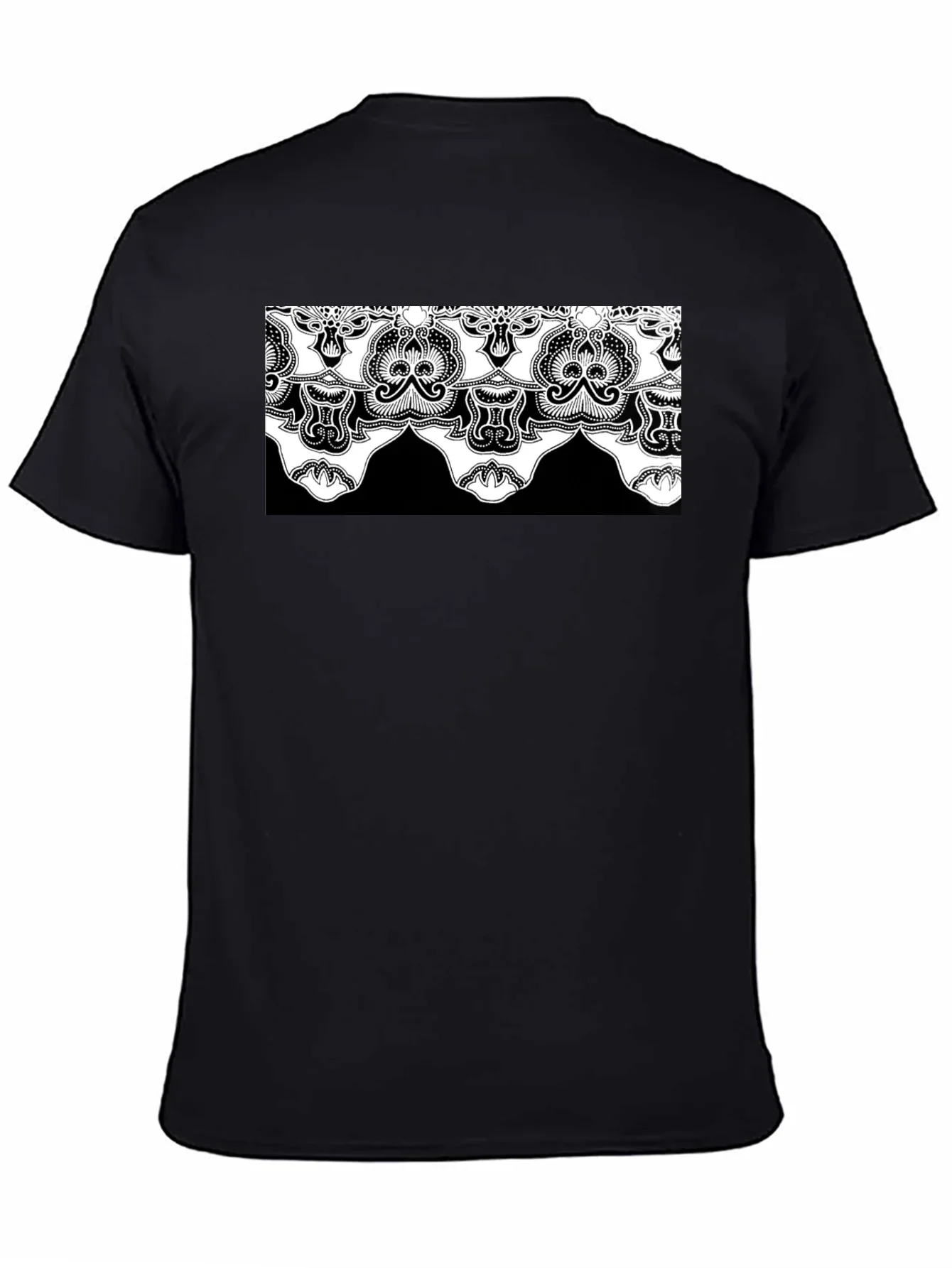 Ornate Lace Design Black T-Shirt