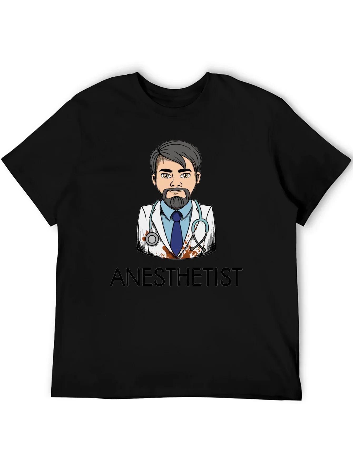 Anesthetist Cartoon Graphic Black T-Shirt